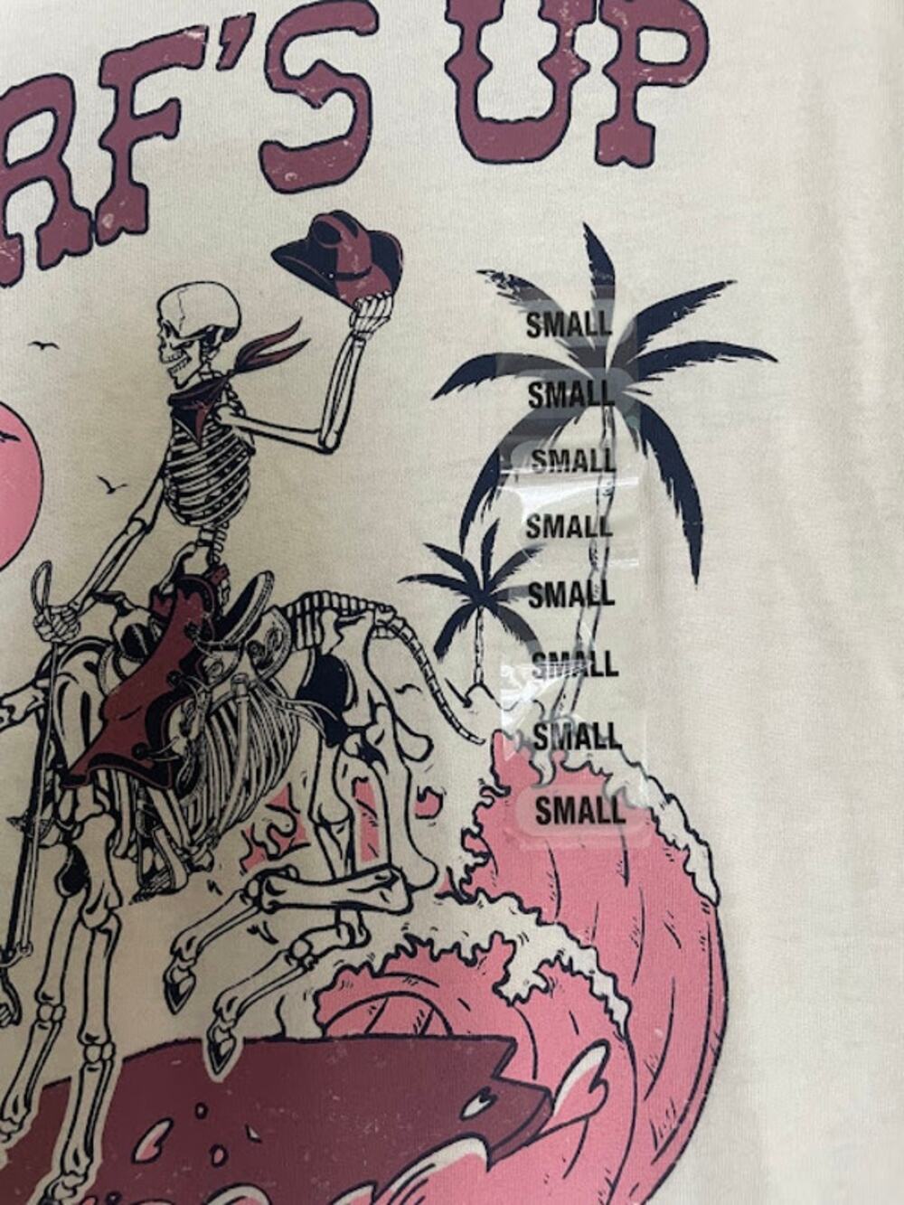 Surf's Up Skeleton Cowgirl Riding horse Vintage Graphic Tee Shirt - Small
